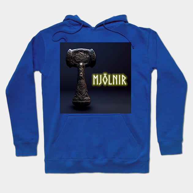 Mighty Mjolnir Thor Hammer Norse Hoodie by Grassroots Green